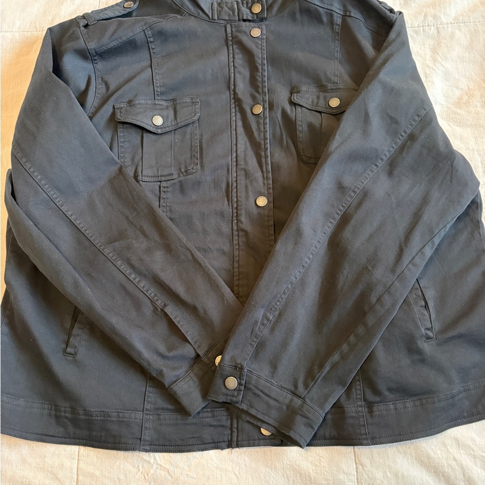 torrid Black Utility Jacket with Snap Front
